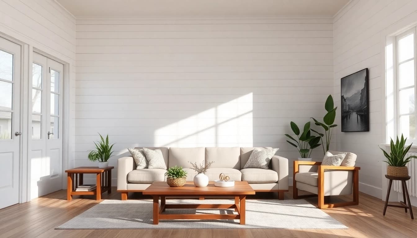 Transform your home with shiplap walls and rustic furniture for a cozy atmosphere.