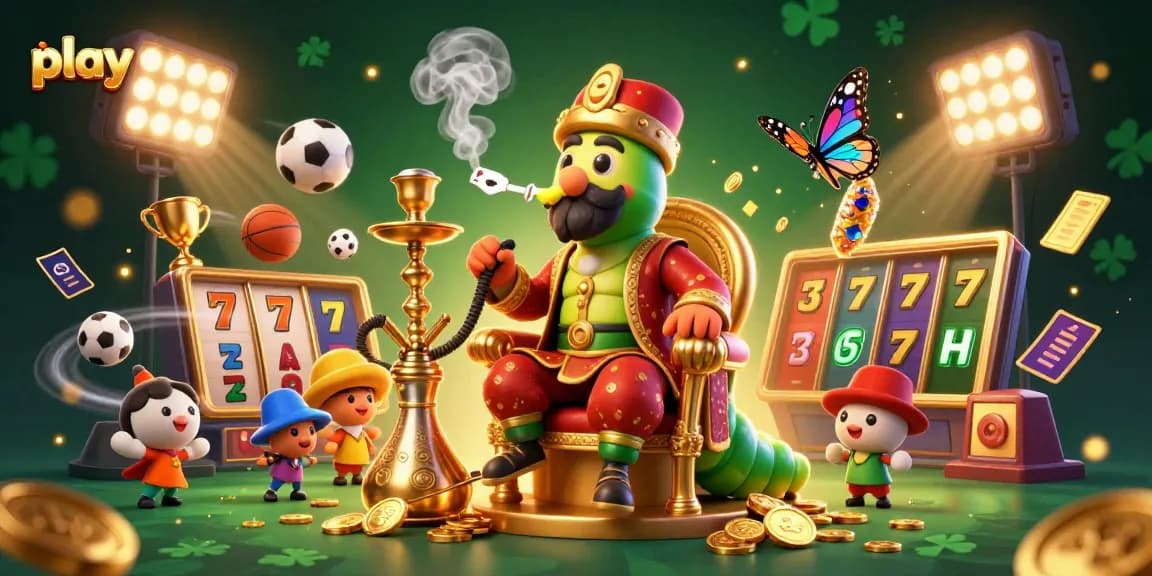 Play iwin with this vibrant 3D casino illustration featuring lively characters and gaming elements.