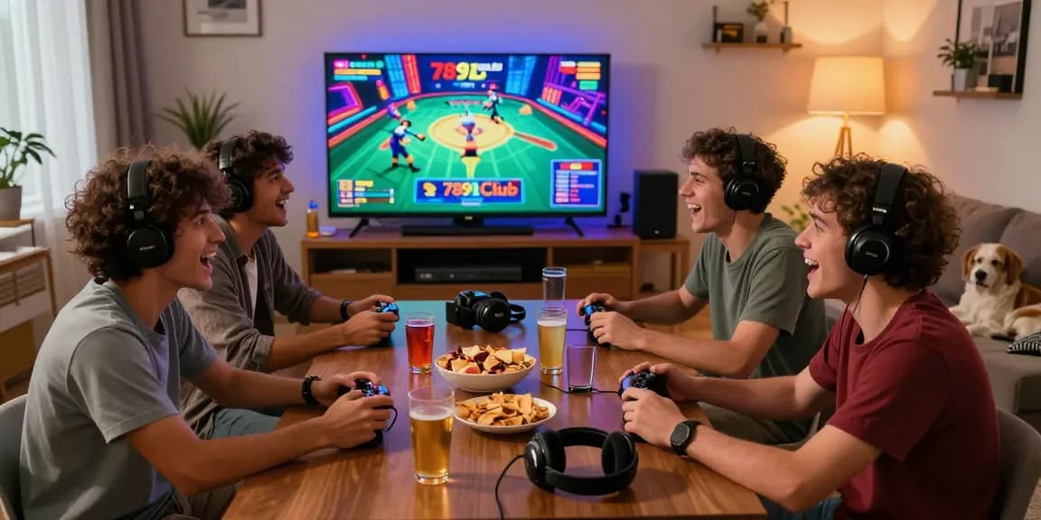 Exciting gaming moment with friends enjoying 789Club's vibrant multiplayer games in a cozy living room.