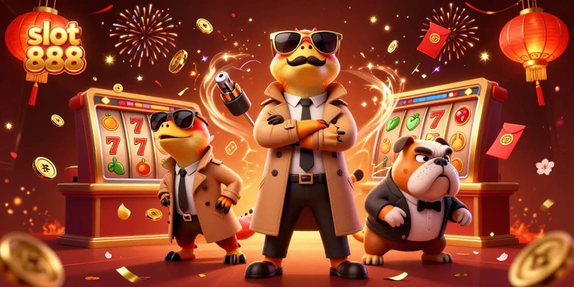 Play slot 888 with immersive graphics featuring three raptors sneaking into a VIP casino lounge.