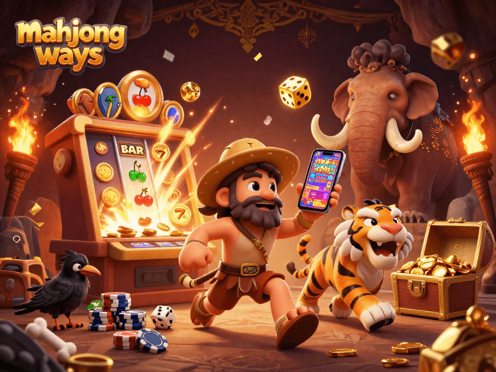 Experience thrilling gameplay with Mahjong Ways - a vibrant illustration of a prehistoric casino adventure.
