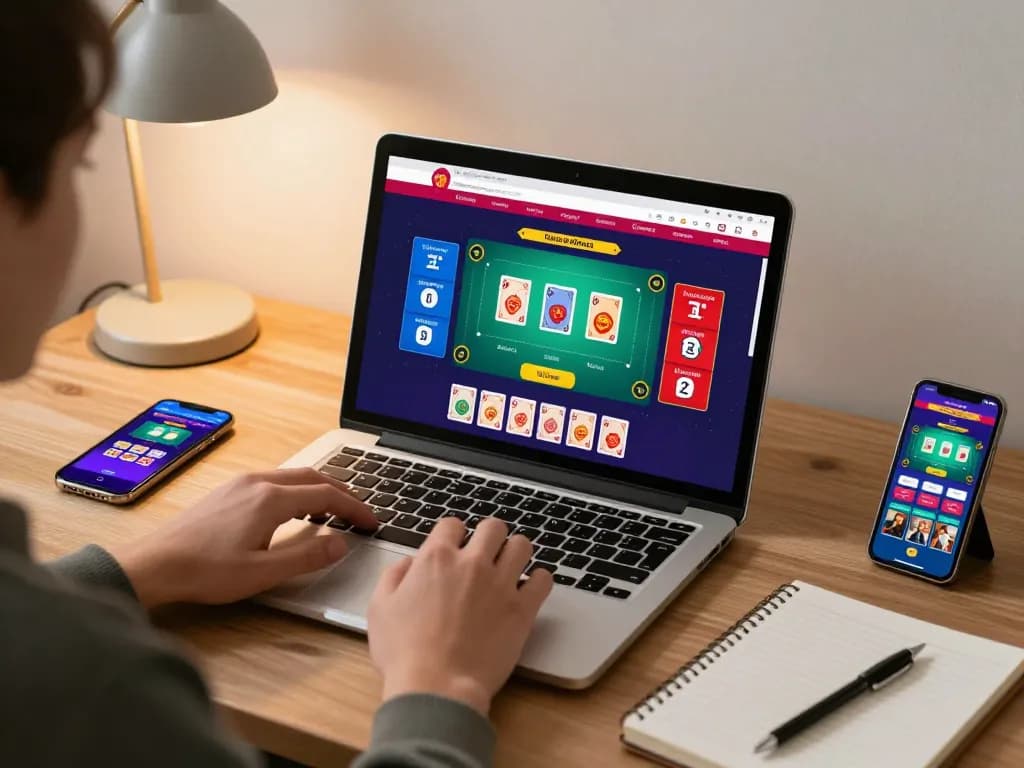 Player strategizing on luck8 while engaging in online casino gameplay at home.