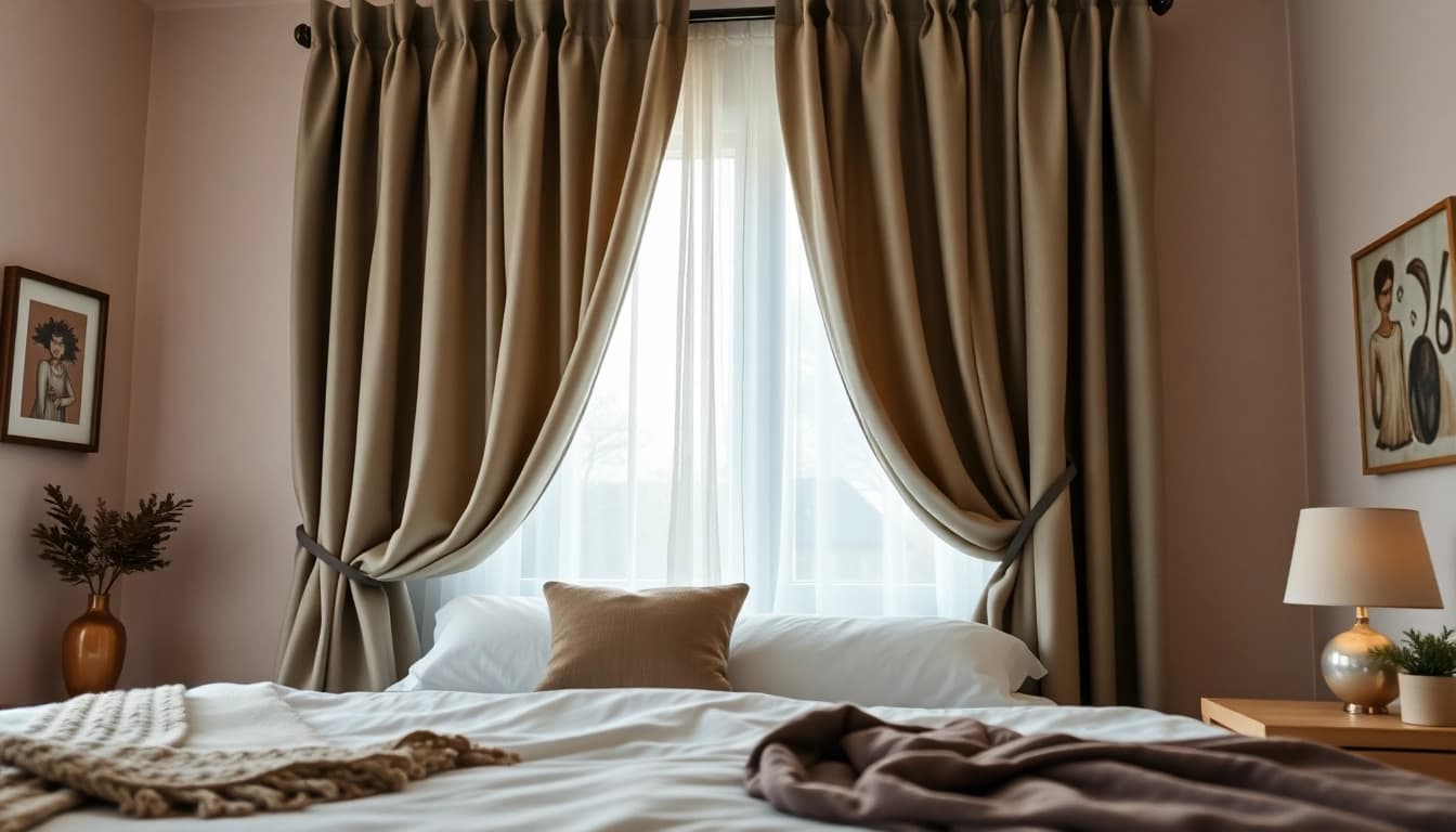 Verduisterende gordijnen creëren een sfeervolle, rustige slaapkamer met optimale privacy.