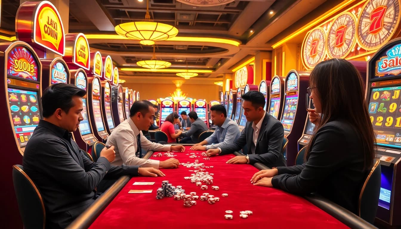Experience the thrill of gambling with Tip Quay Nổ Hũ at various colorful slot machines.