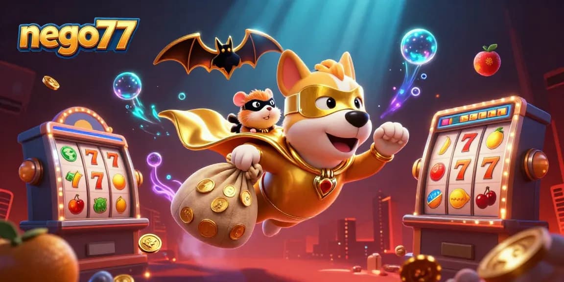 Engage with nego77’s thrilling online casino experience featuring vibrant slot games and dynamic hero characters.