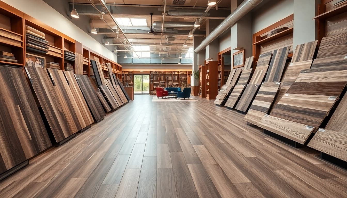Discover various LVP options at flooring stores near me in an upscale showroom.