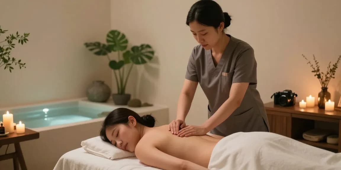 편안한 부산마사지 경험을 제공하는 마사지 테라피스트와 아늑한 스파 환경
