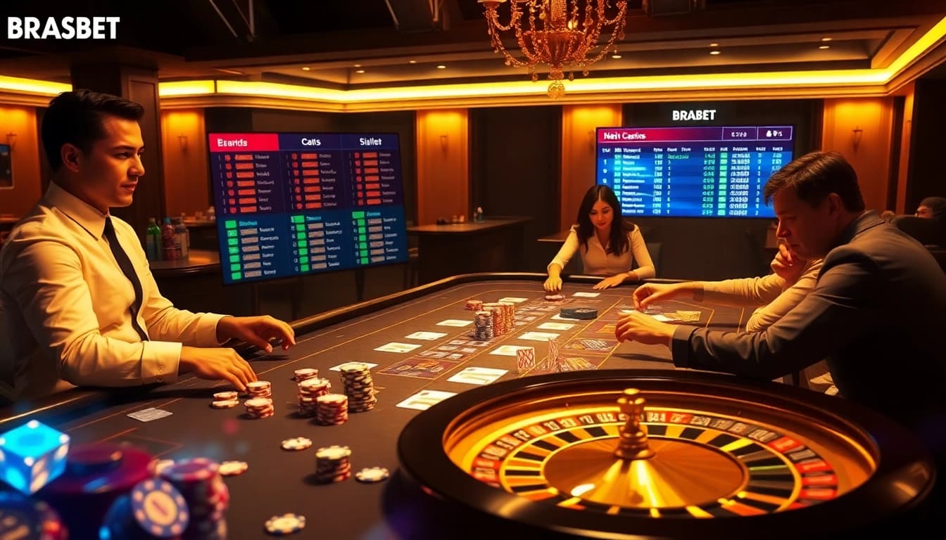 Engage with BRABET's vibrant poker scene showcasing luxury casino elements.