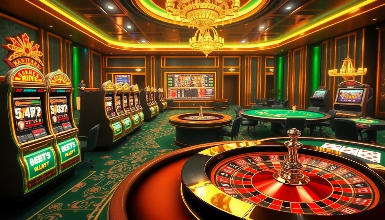 Experience thrilling gameplay at https://xx88.pizza/ with vibrant casino visuals featuring tables, chips, and slot machines.