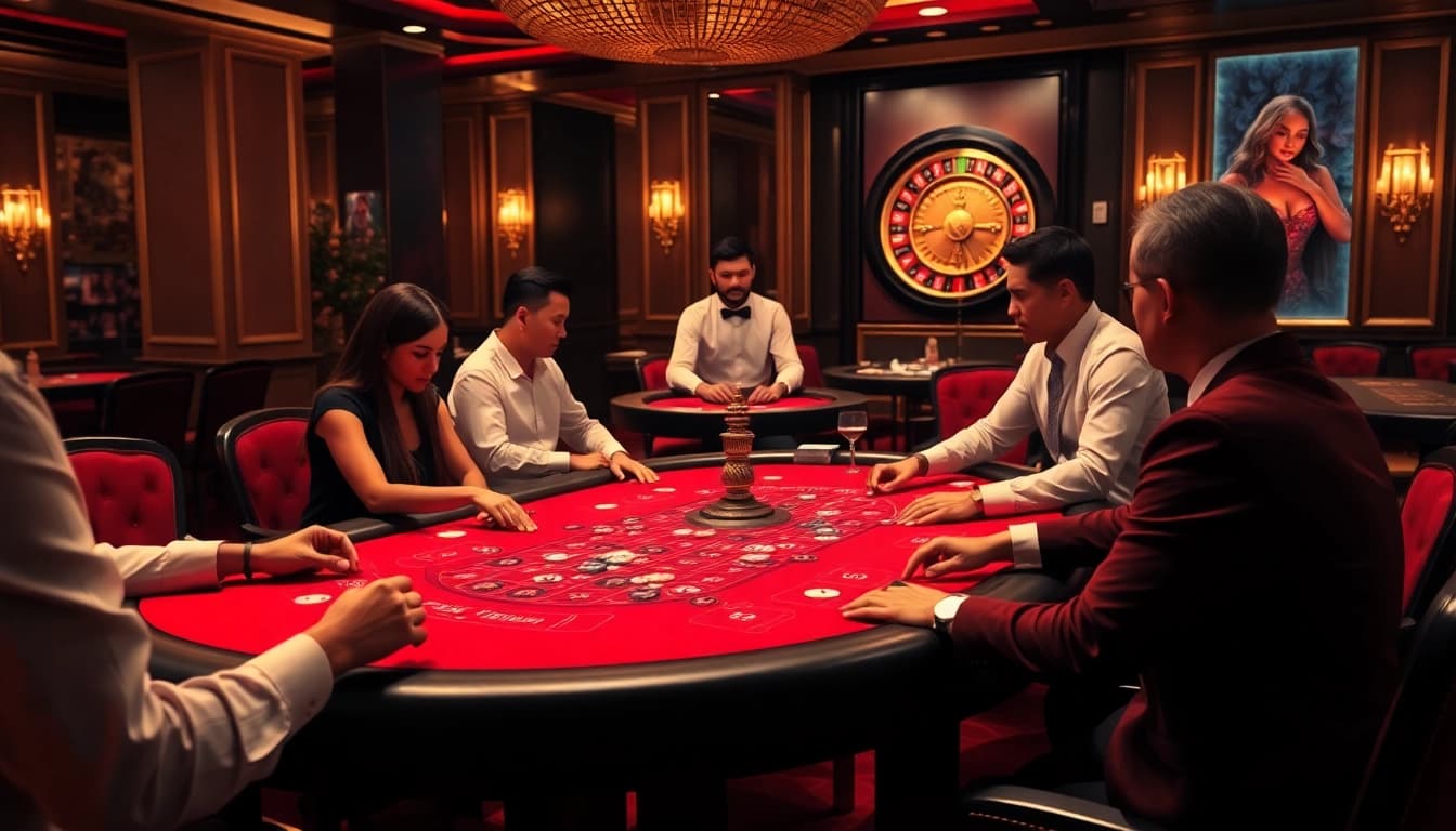 Experience the thrill of poker at Man88 with engaged players and exciting casino elements.