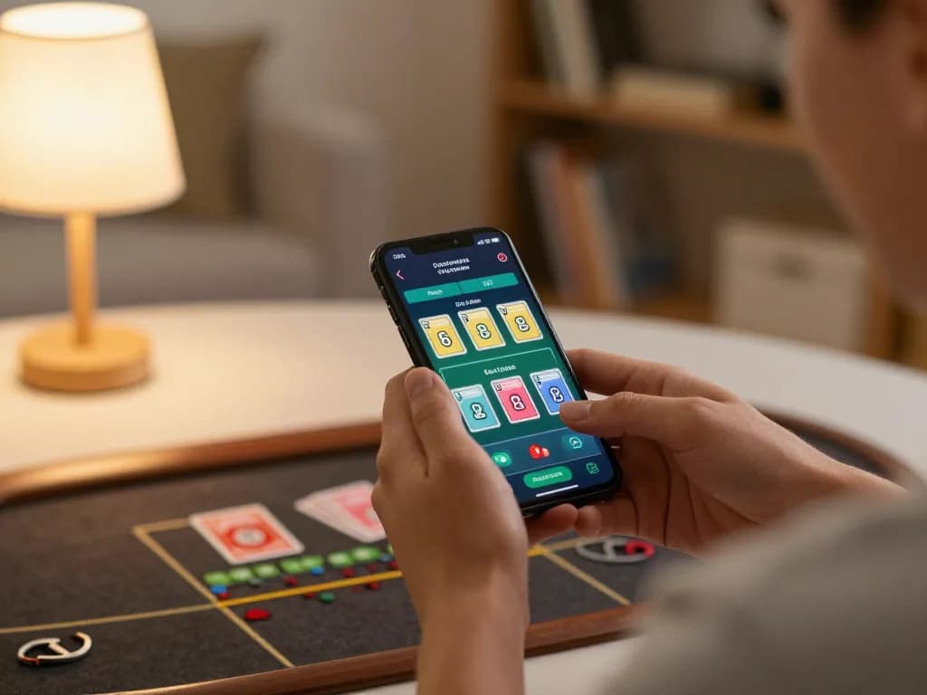 Players strategizing their next move on the KK55 mobile casino app, immersed in the action.