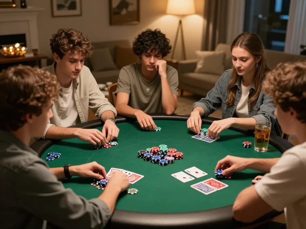 Rasakan login MAU777 sambil menikmati malam poker yang ramah dengan teman, menunjukkan suasana permainan yang hidup.