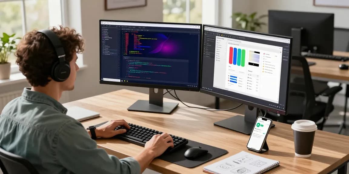 Dynamic workspace showcasing 截图工具下载 on dual monitors, promoting effective screenshot management.