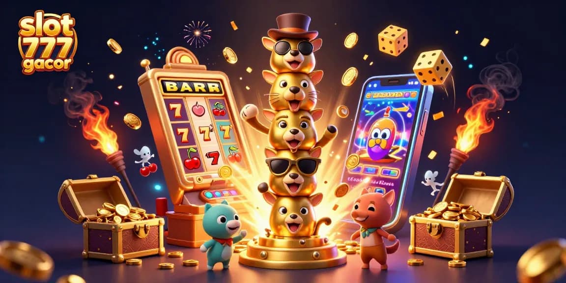 Experience thrilling gameplay with slot 777 gacor showcased in a dynamic and colorful casino scene.