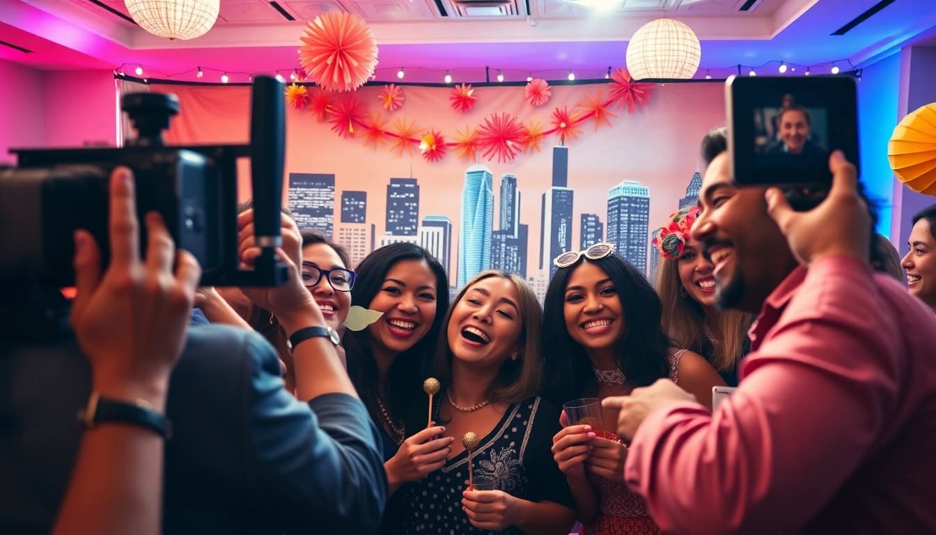 Experience fun with a photo booth chicago backdrop at lively events.