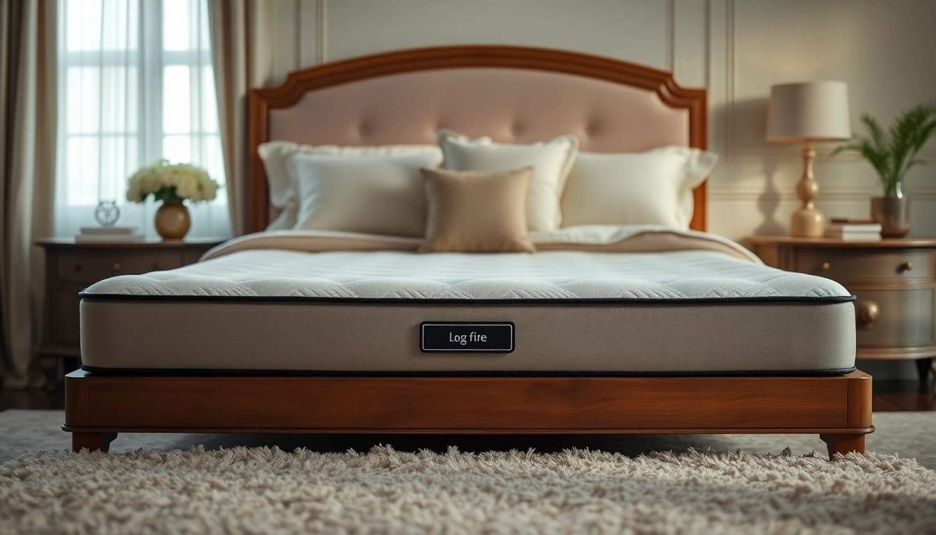 Experience the comfort of a stearns and foster pillowtop mattress in a serene bedroom setting.