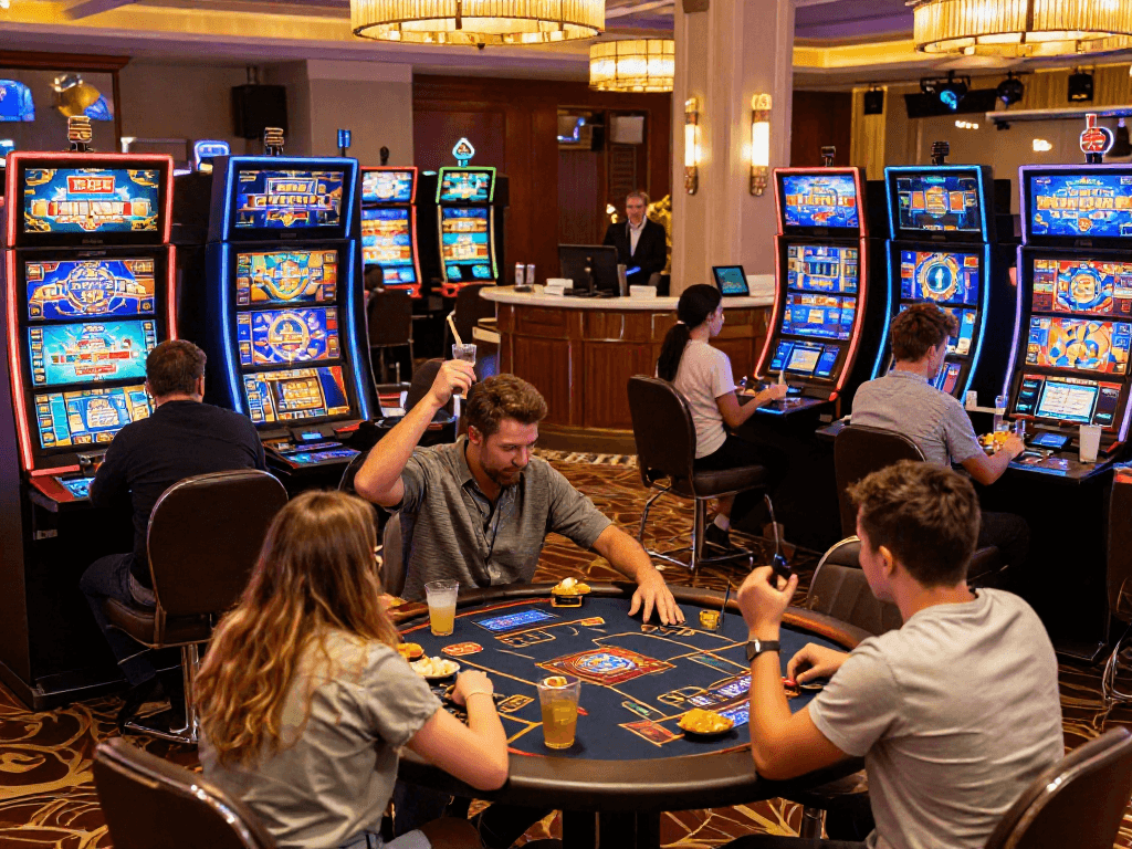Dynamic interaction at trusted European online casinos, showcasing players enjoying a vibrant gaming atmosphere.