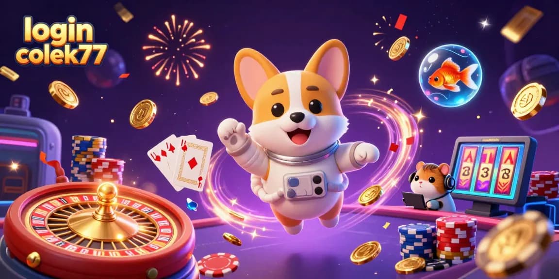 Spin and win with login colek77 as colorful coins and exhilarating slots fill the scene.