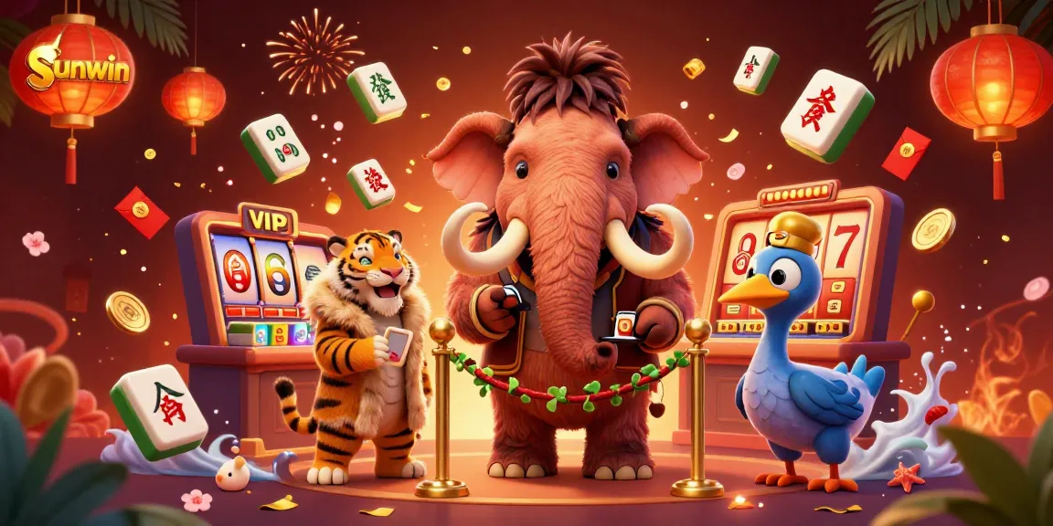 Sunwin brings gaming to life with a vibrant 3D illustration of characters and elements from the casino world.