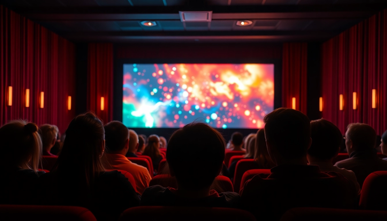 ดูหนัง ที่หน้าจอใหญ่ในโรงภาพยนตร์ ภาพบรรยากาศอบอุ่น
