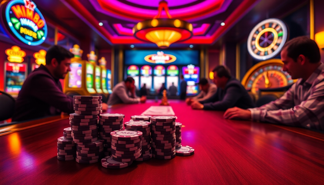 Engaged players strategizing at an MM88 poker table in a luxurious casino setting.