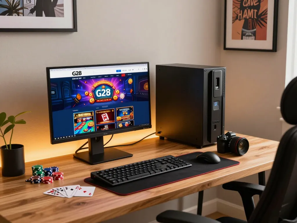 Engaging player exploring the G28 homepage while devising winning strategies for online gambling.
