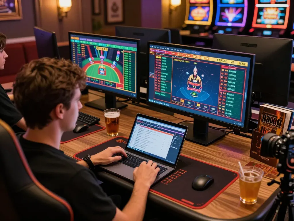 Engaged player navigating kp88 online casino, analyzing strategies and betting options.