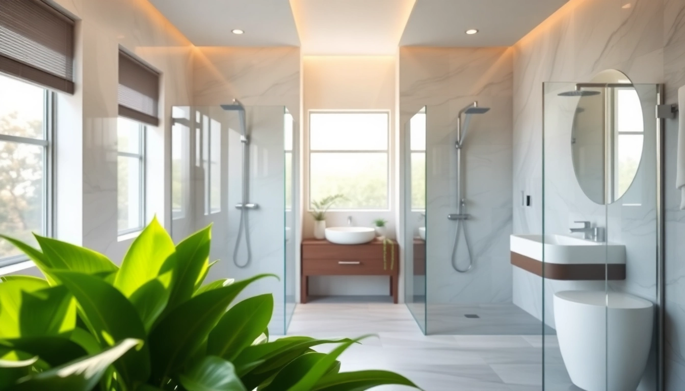Experience the luxury of elegant showers in a modern bathroom with natural lighting and minimalist decor.