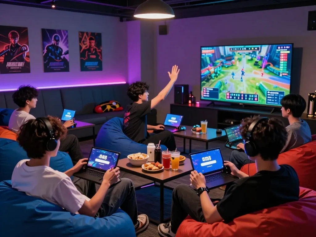 Engaging group showcasing mantra88 login in a vibrant gaming lounge.