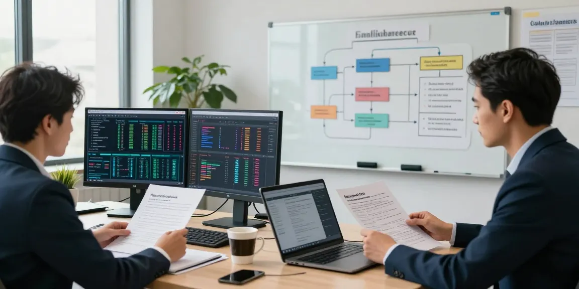 Financial crime intelligence analysis in a modern office, analysts collaborating on data patterns and compliance.