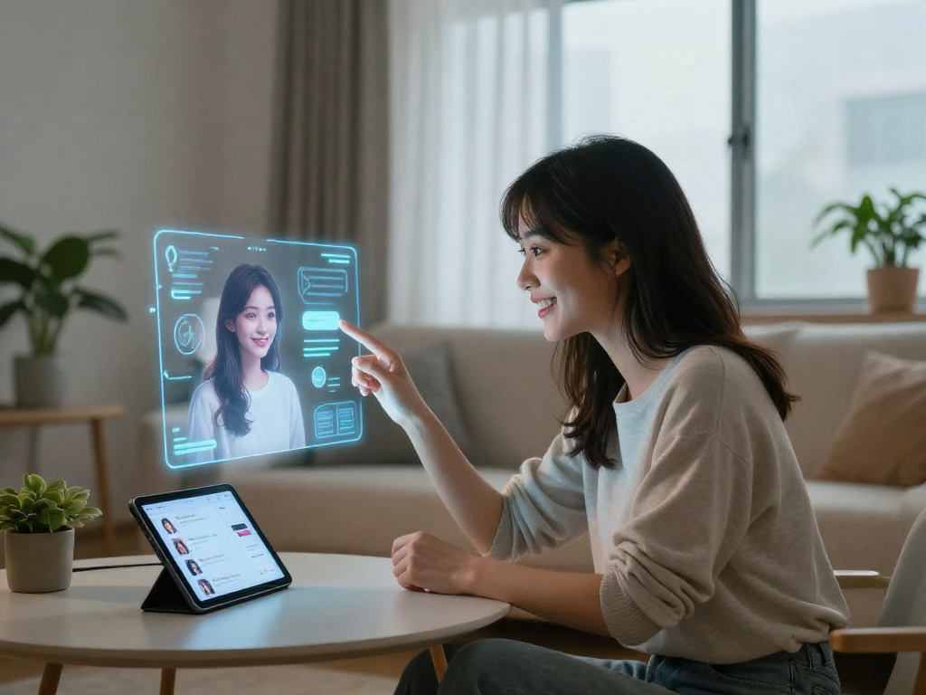 Dynamic interaction with a girlfriend AI in a modern home environment