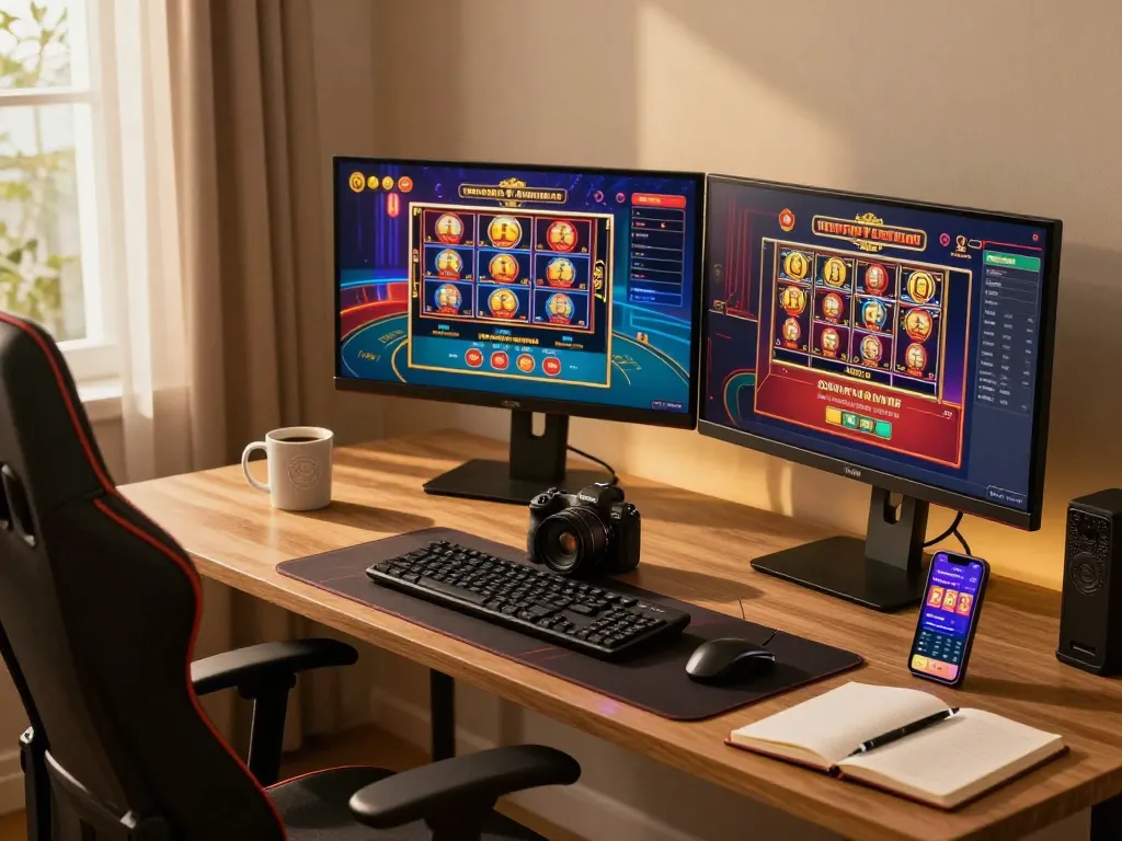 Engaging user experience with indopride88 visible on gaming screens, highlighting online casino competition.