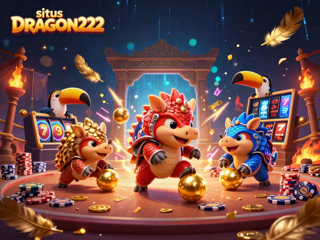 Experience winning moments on situs DRAGON222 with dynamic pangolin rivals, rolling through poker chips.