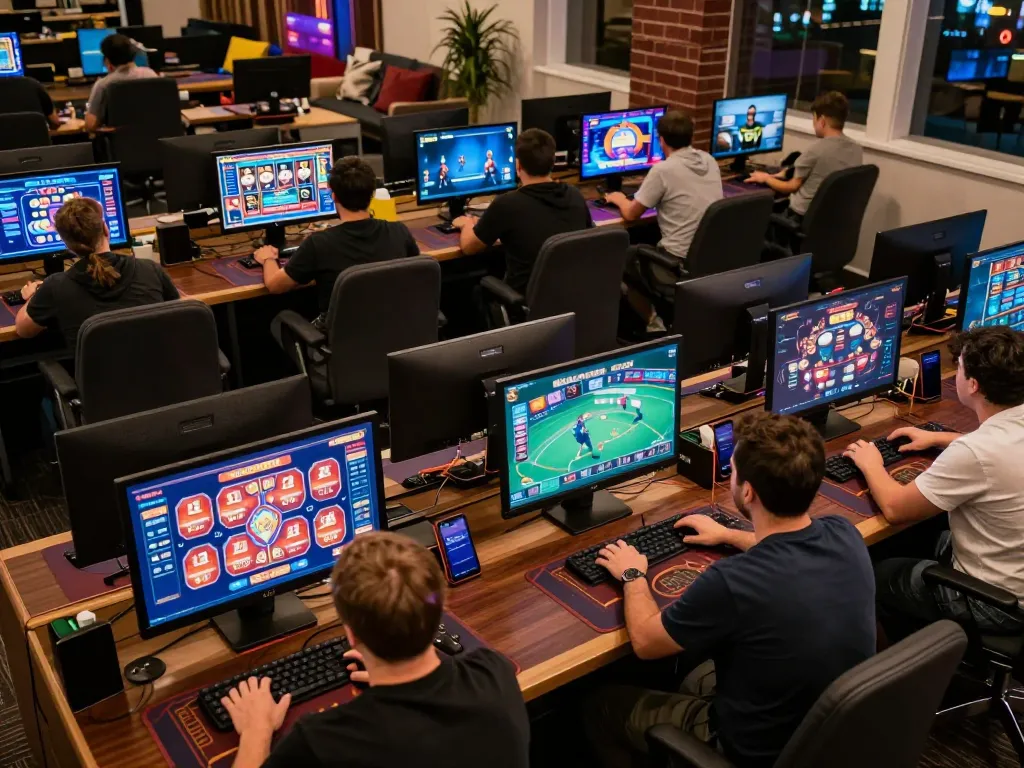 Experience thrilling online gaming at VT88 with players engaged at their screens
