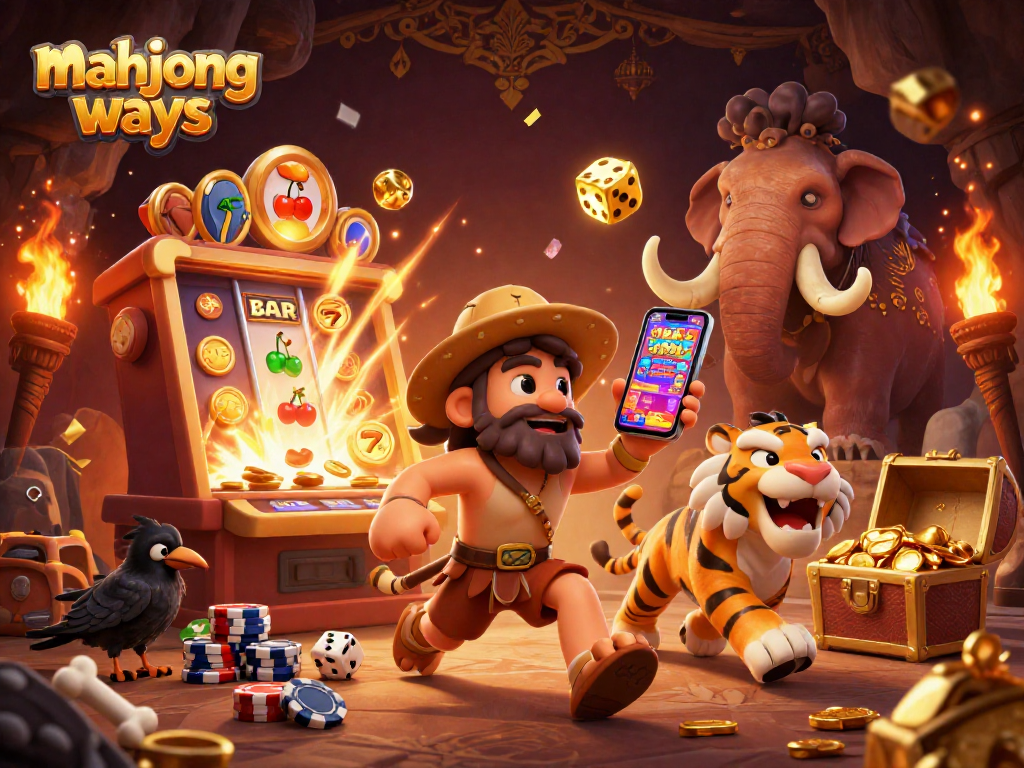 Experience thrilling gameplay with Mahjong Ways - a vibrant illustration of a prehistoric casino adventure.