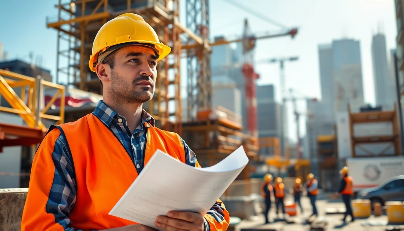 Manhattan Construction Manager directing a busy construction site with cranes and workers.