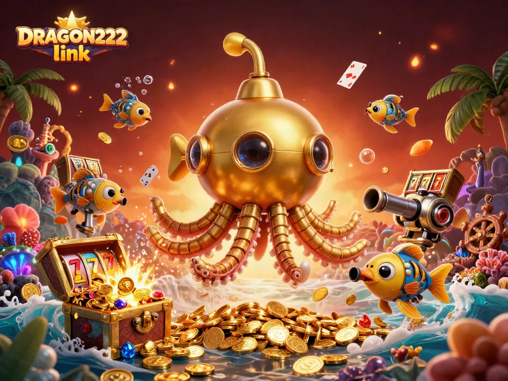 Experience thrilling gameplay with the DRAGON222 link, featuring golden kraken submarine and vibrant slots.