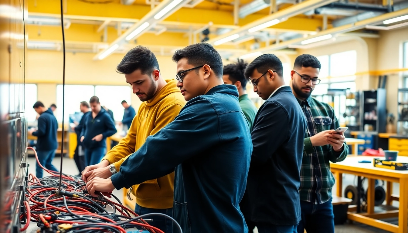 Students participating in training at a trade school in Tennessee, showcasing skill development and teamwork.