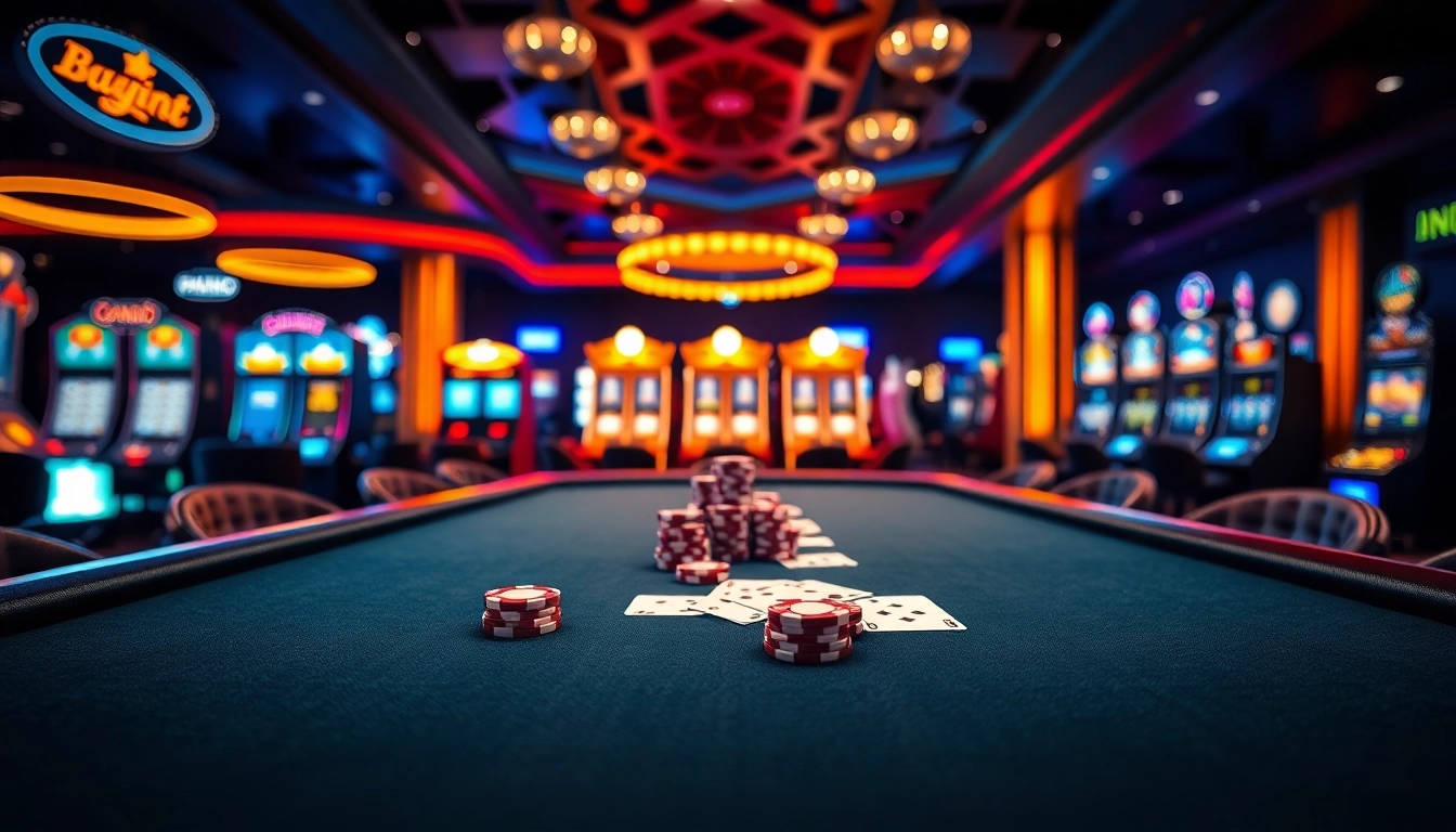 Menampilkan permainan interwin di meja poker yang elegan dan serius.