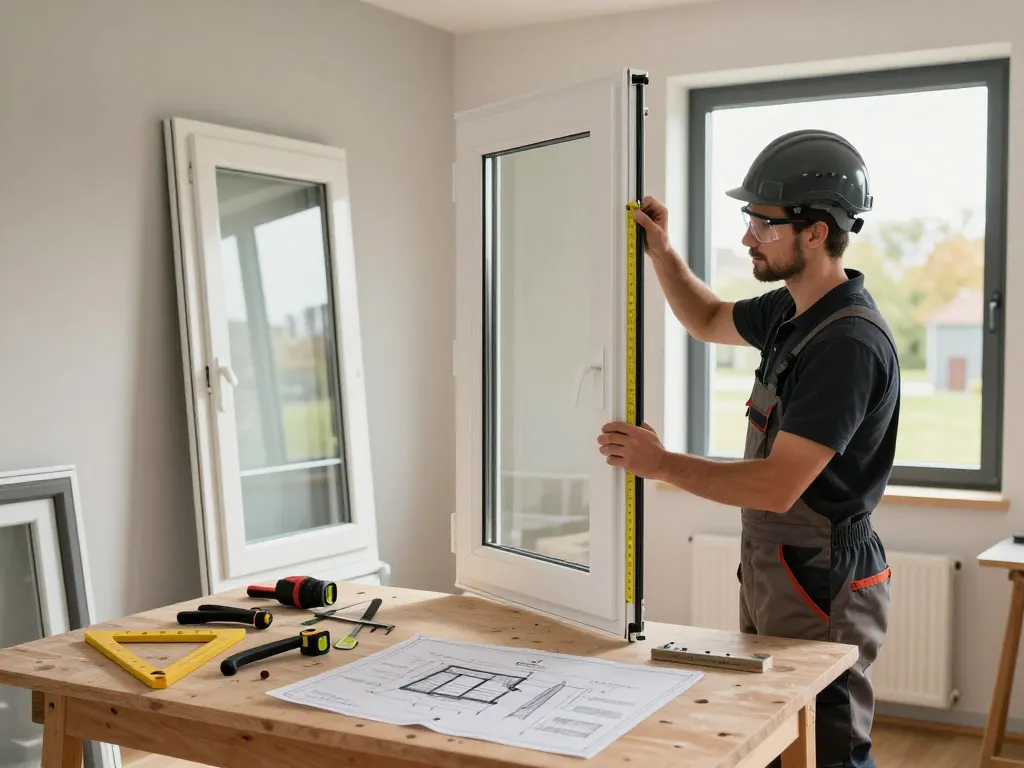 Fachhandwerker installiert hochwertige Fenster und zeigt das Fachwissen von Fensterbau Bonn in einem modernen Zuhause.