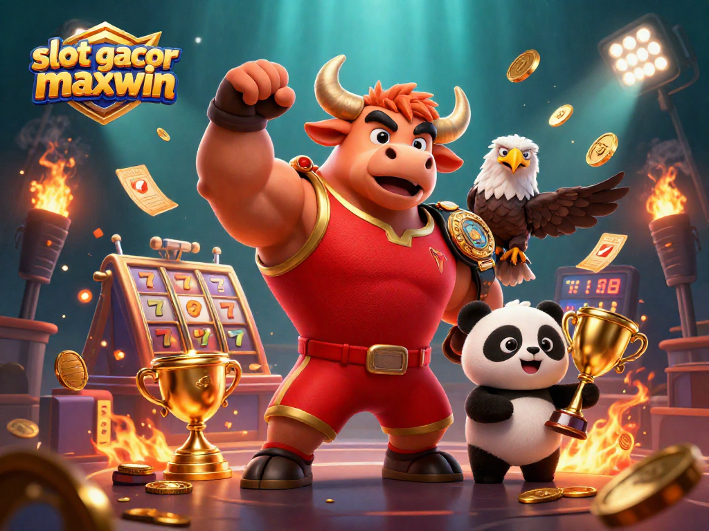 Experience the excitement of slot gacor maxwin with our dynamic casino scene featuring colorful characters and game elements.