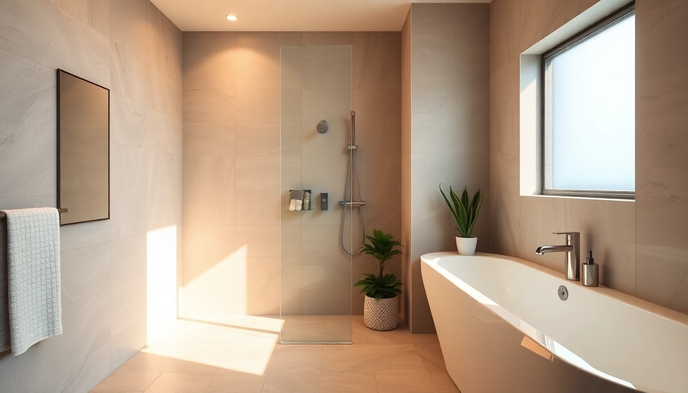 Showcasing elegant showers Australia in a sleek, modern bathroom with natural light and minimalist decor.