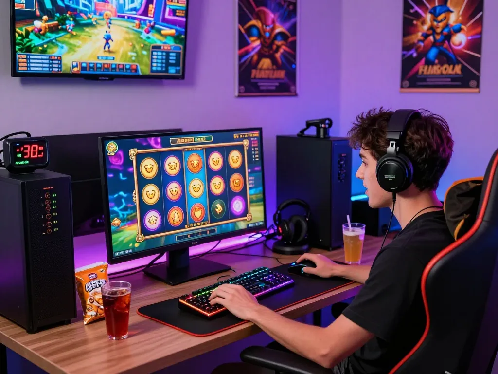 Pengaturan permainan yang menarik menampilkan pengalaman bermain situs slot online dengan visual yang cerah dan suasana dinamis.