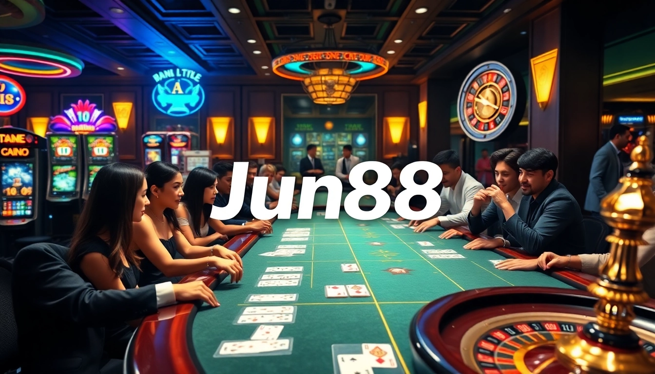 Experience the thrill of Jun88 casino with vibrant games and professional players at the table.