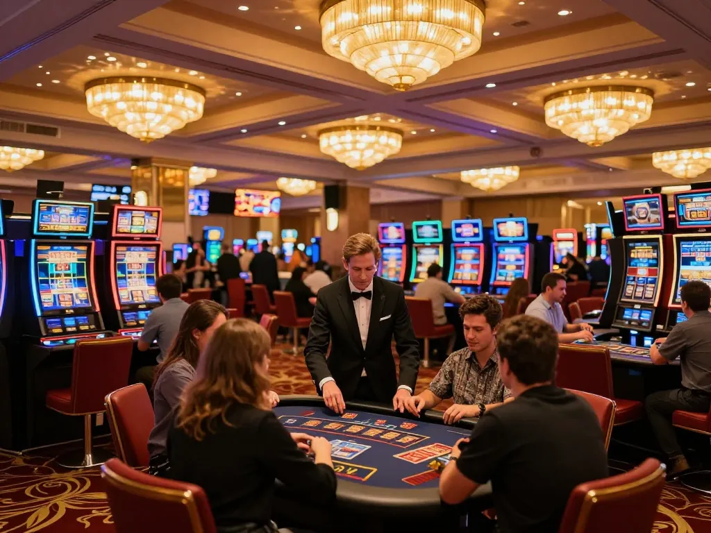 Players enjoying their bets at DN88 casino, showcasing vibrant tables and engaging slot machines.