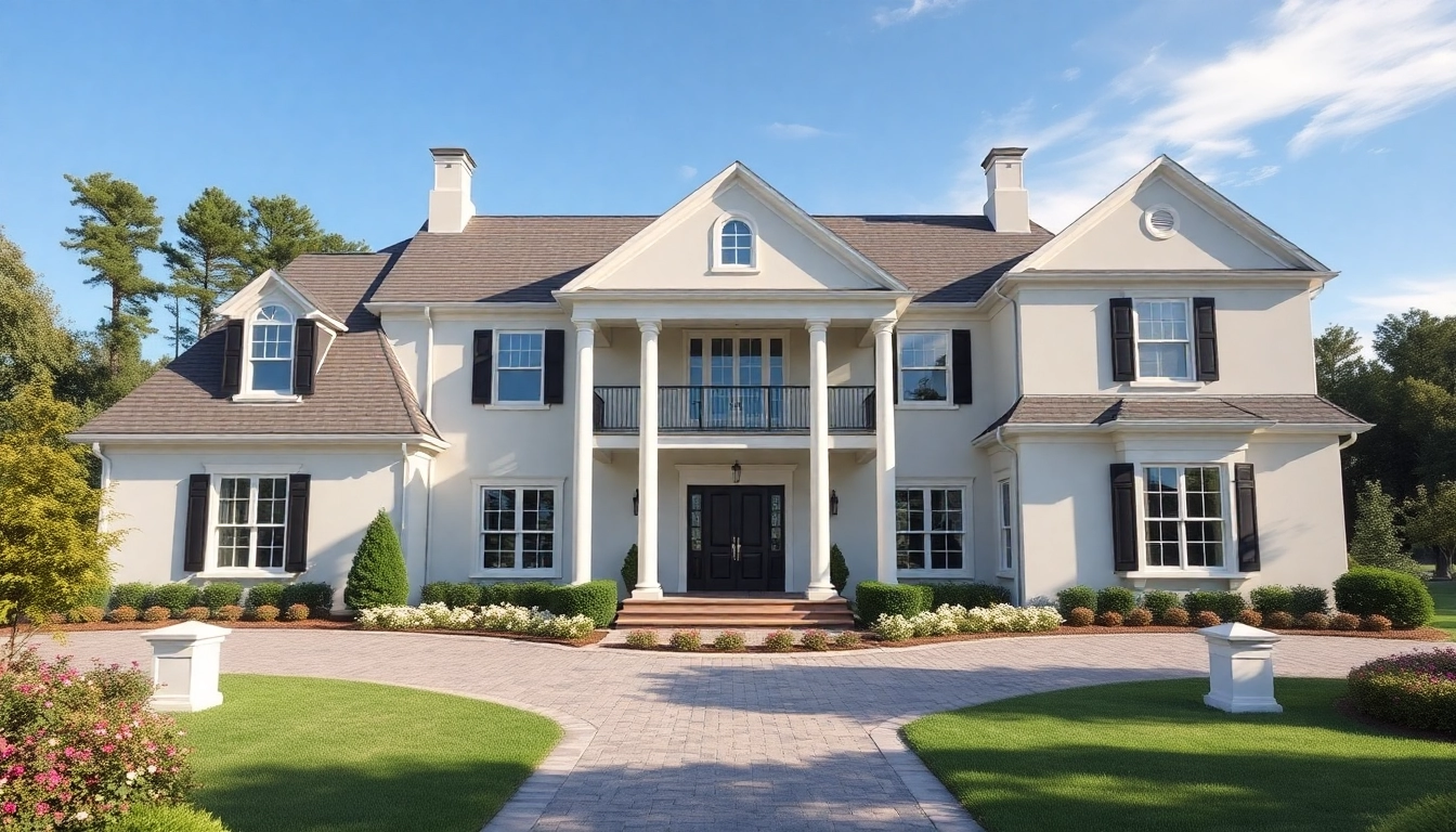 Showcasing colonial home new build construction with elegant features and landscaping.