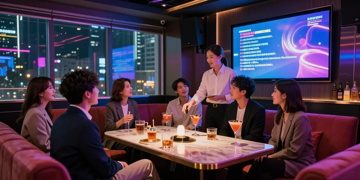 강남가라오케에서 즐거운 시간을 보내는 젊은 전문직 종사자들