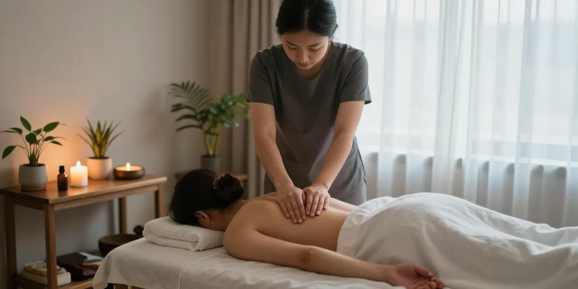 삼성동마사지 전문샵에서 편안하게 마사지를 받는 모습으로 힐링하는 분위기