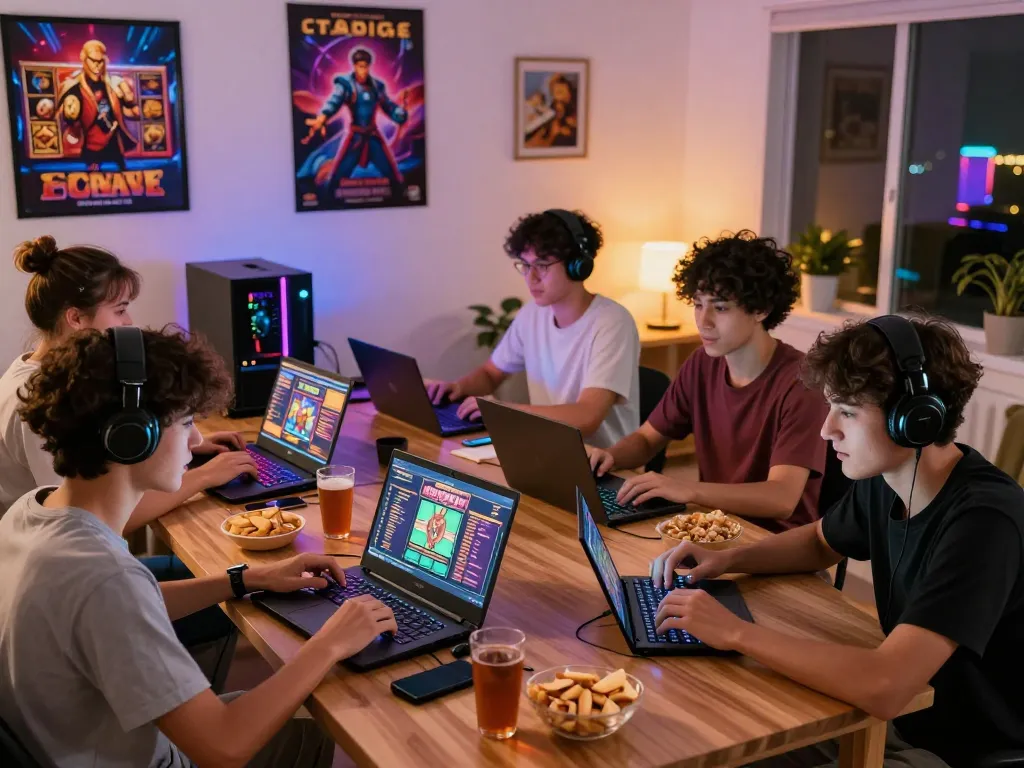 Engaged players enjoying slot gacor games in vibrant gaming room atmosphere.