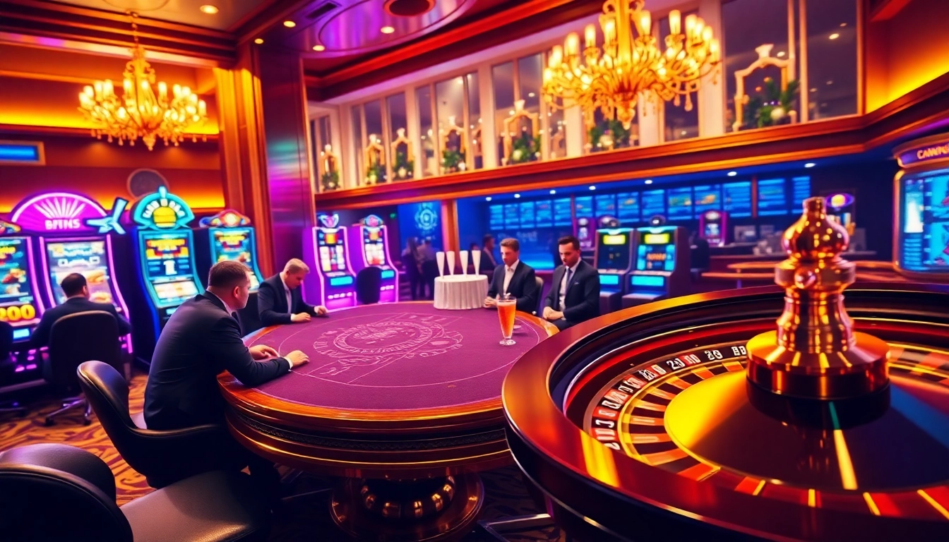 Experience the thrill of gambling at https://8k8.us.com/ with players enjoying upscale poker and vibrant slot machines.